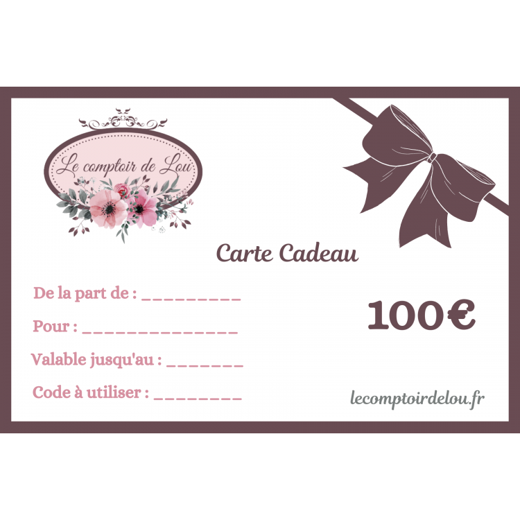 Carte cadeau valeur 100 euros