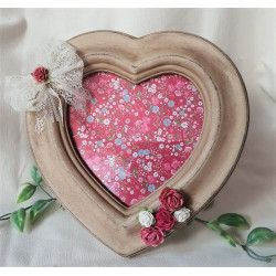 Cadre photo cœur à poser Shabby Romantique, Fleurs