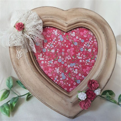 Cadre photo cœur à poser Shabby Romantique, Fleurs
